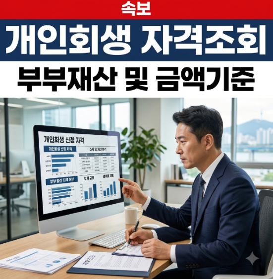 개인회생신청자격조회 부부 재산 기준 및 최소 채무 금액 총정리